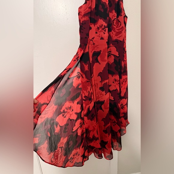 RACHEL Rachel Roy Red and Black One-Shoulder Floral Midi Dress - Picture 4 of 7
